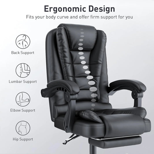 Executive Office Chair Footrest High Back Desk Chair Ergonomic Recliner