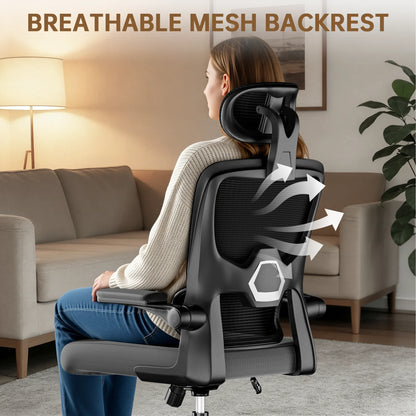 Adjustable Executive Office Chair with Flip-Up Arms