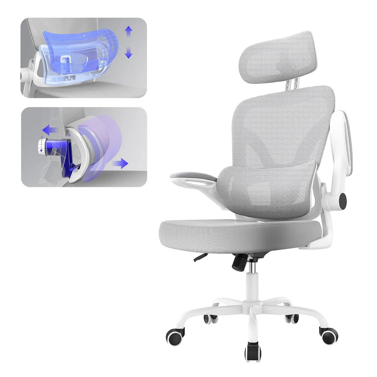 Adjustable Executive Office Chair with Flip-Up Arms