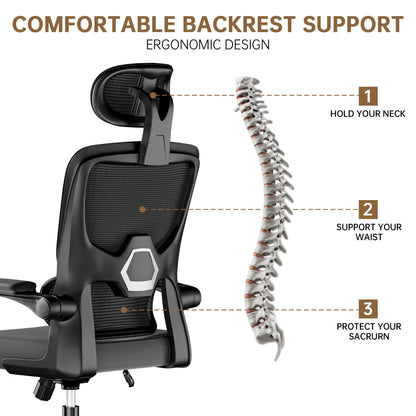 Adjustable Executive Office Chair with Flip-Up Arms
