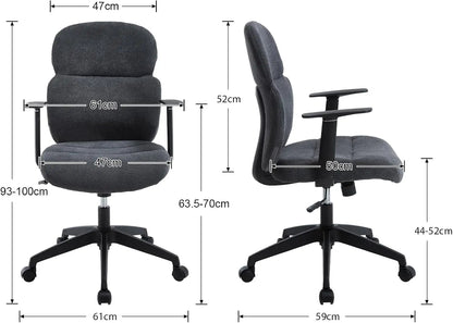 Ergonomic Chenille Swivel Office Chair with Lumbar Support