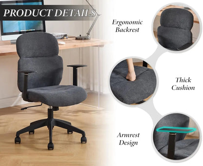 Ergonomic Chenille Swivel Office Chair with Lumbar Support