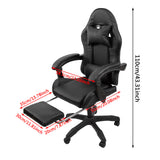 Black Gaming Chair with Footrest Leather Ergonomic Swivel Racing Style Computer