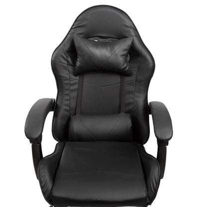 Black Gaming Chair with Footrest Leather Ergonomic Swivel Racing Style Computer