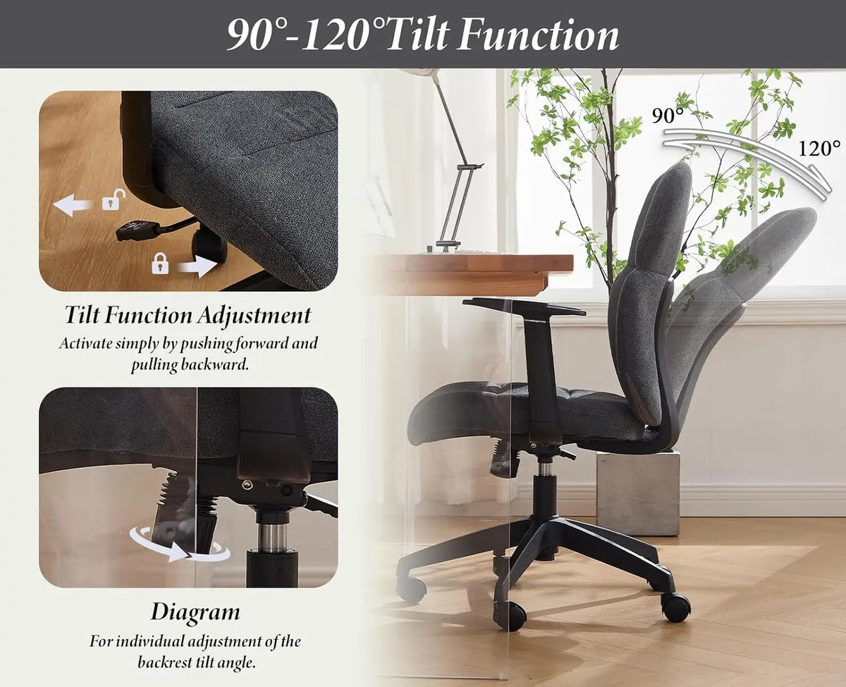 Ergonomic Chenille Swivel Office Chair with Lumbar Support