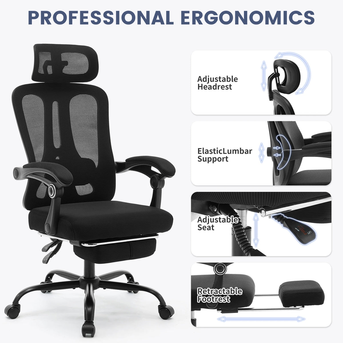 Ergonomic Office Chair Adjustable Lumbar Support