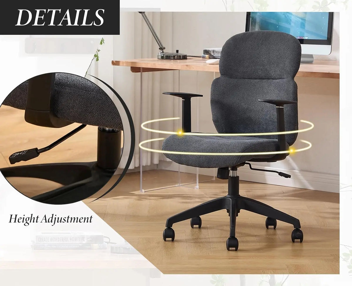 Ergonomic Chenille Swivel Office Chair with Lumbar Support