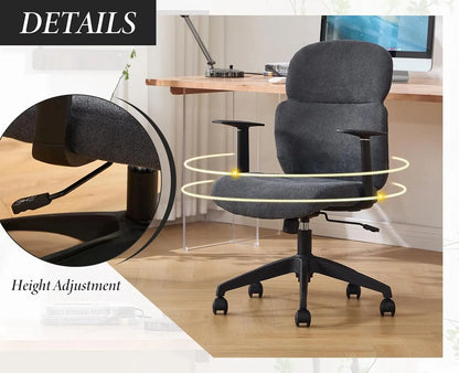 Ergonomic Chenille Swivel Office Chair with Lumbar Support