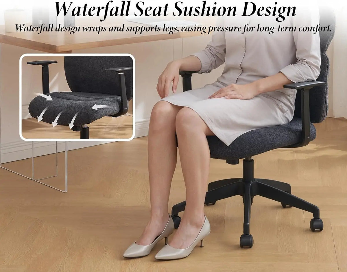 Ergonomic Chenille Swivel Office Chair with Lumbar Support